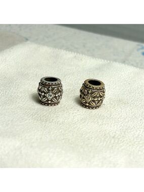 Brighton Florence Bead Silver Plated 1/2"H Lot of 2 Floral Crystals